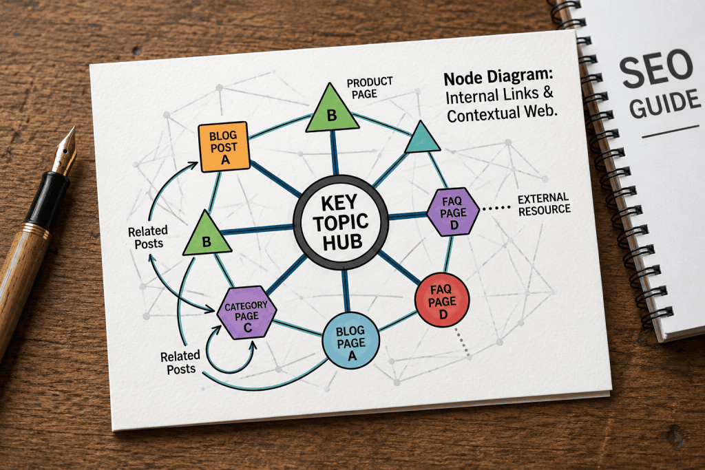 Diagram of internal linking structure between website pages.